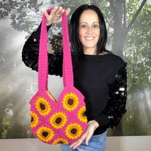 Flower Crochet Tote Bags - Rise In Love Designs.